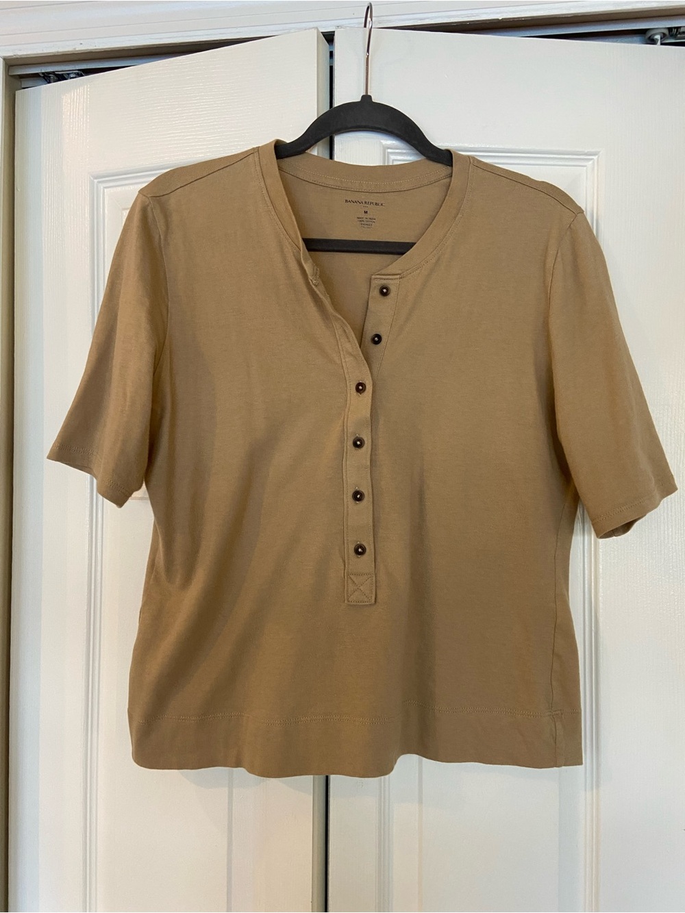 Banana Republic Short-Sleeve Henley Top - Camel Brown